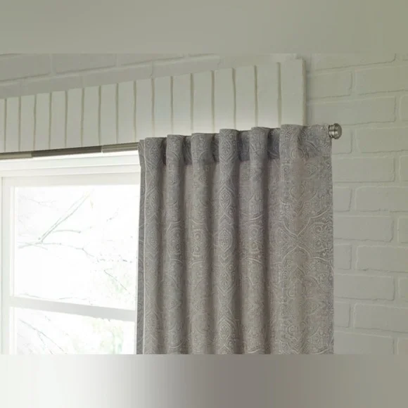 allen + roth 84-in Taupe Room Darkening Interlined Back Tab Single Curtain Panel - Picture 2 of 5